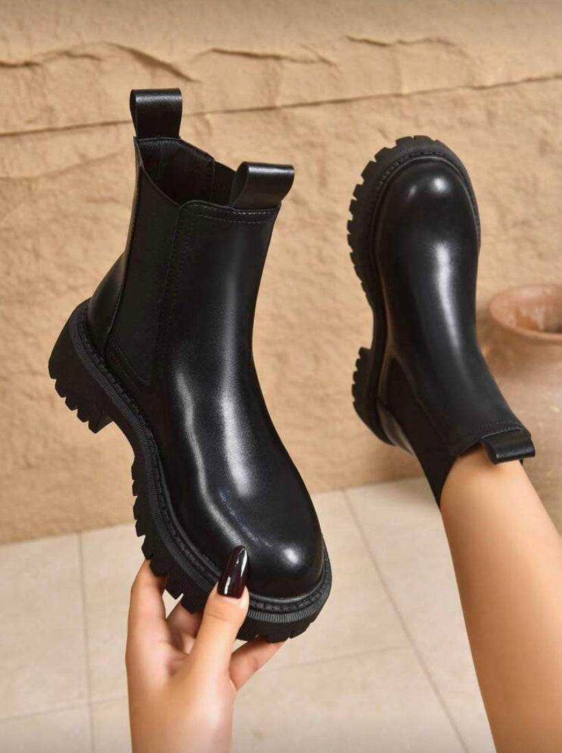 Bottines Femme à Semelle Épaisse – Doublure Thermique, Style Chelsea Polyvalent