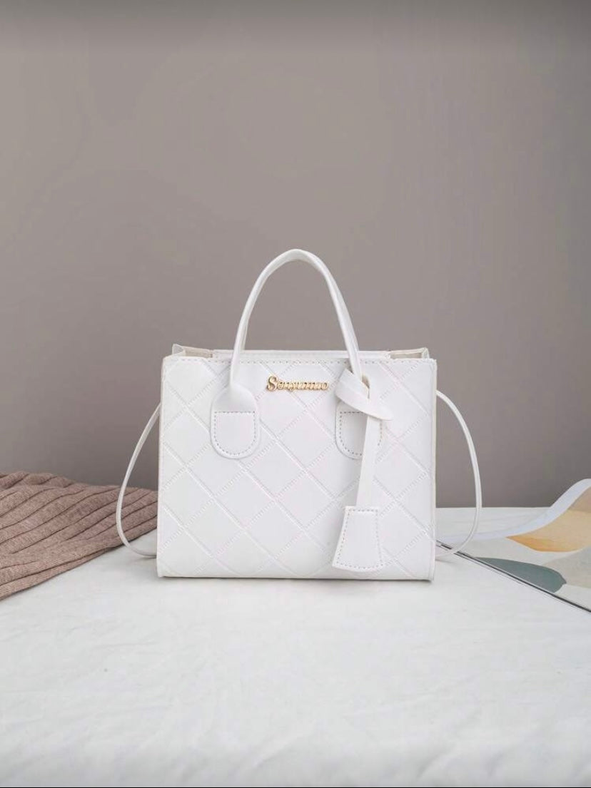 Petit sac carré texturé, porté main ou croisé, style élégant pour femme 👜