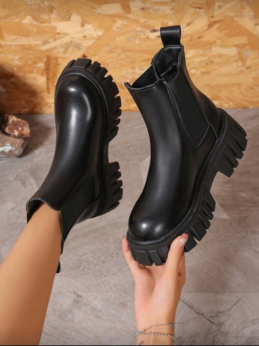 Bottines Femme Ajustées Style Britannique – Confort Élastique, Idéales avec Leggings et Jeans