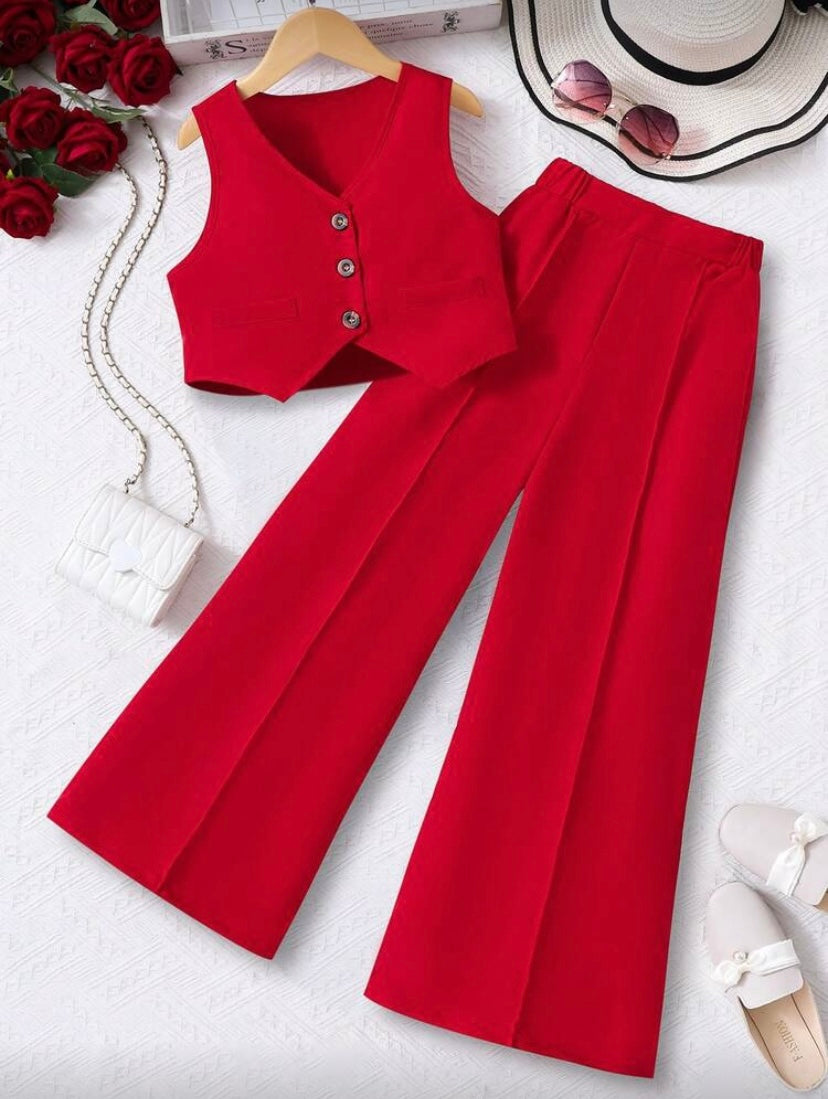 Ensemble Fille 2 Pièces – Top & Pantalon Style Français