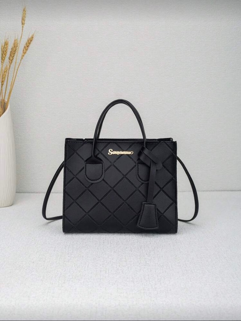 Petit sac carré texturé, porté main ou croisé, style élégant pour femme 👜