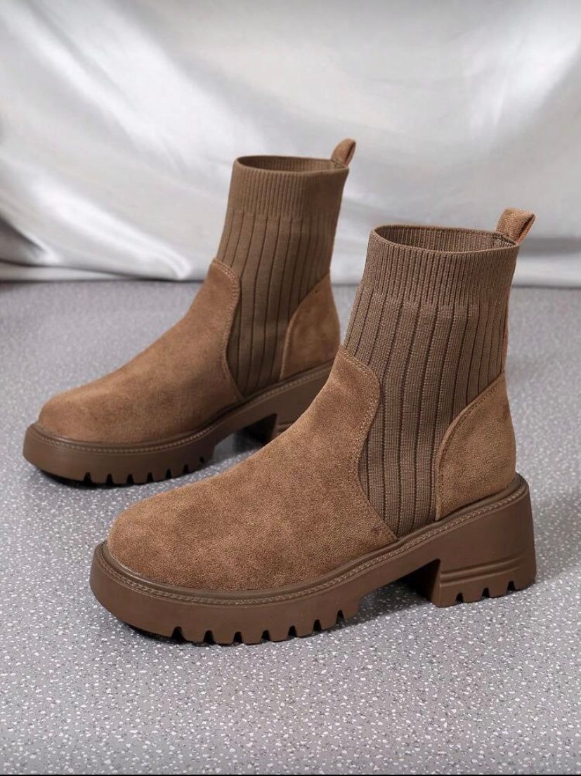 Bottines Femme Ajustées Style Britannique – Confort Élastique, Idéales avec Leggings et Jeans