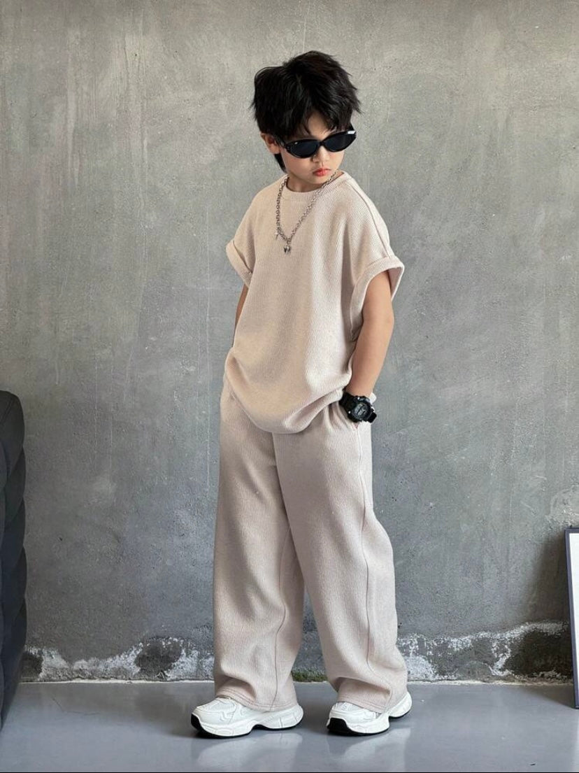 Ensemble Garçon 2 Pièces Décontracté – Débardeur & Pantalon Coupe Ample