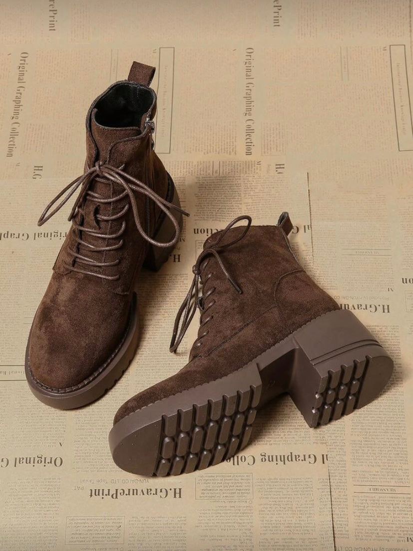 Bottines Femme à Talon Épais – Style Européen, Courtes et Élégantes Toutes Saisons