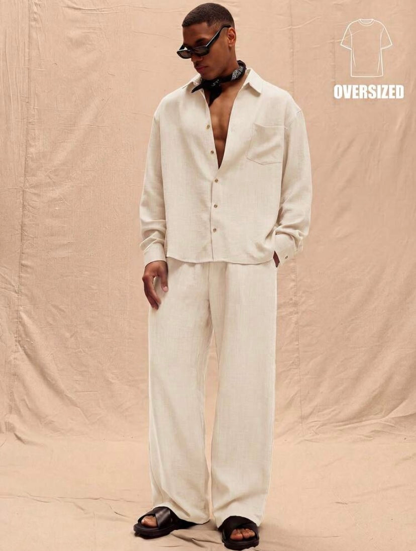 Pantalon ample pour homme en lin, style décontracté été et vacances, confortable et léger pour le printemps et l’été.