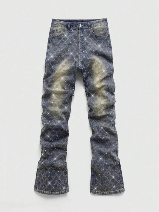Jean skinny coupe droite pour homme avec poches, style casual streetwear, idéal pour un usage quotidien.