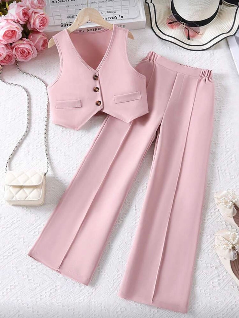 Ensemble Fille 2 Pièces – Top & Pantalon Style Français