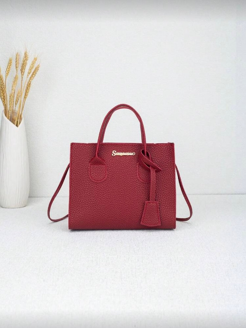 Petit sac carré texturé, porté main ou croisé, style élégant pour femme 👜