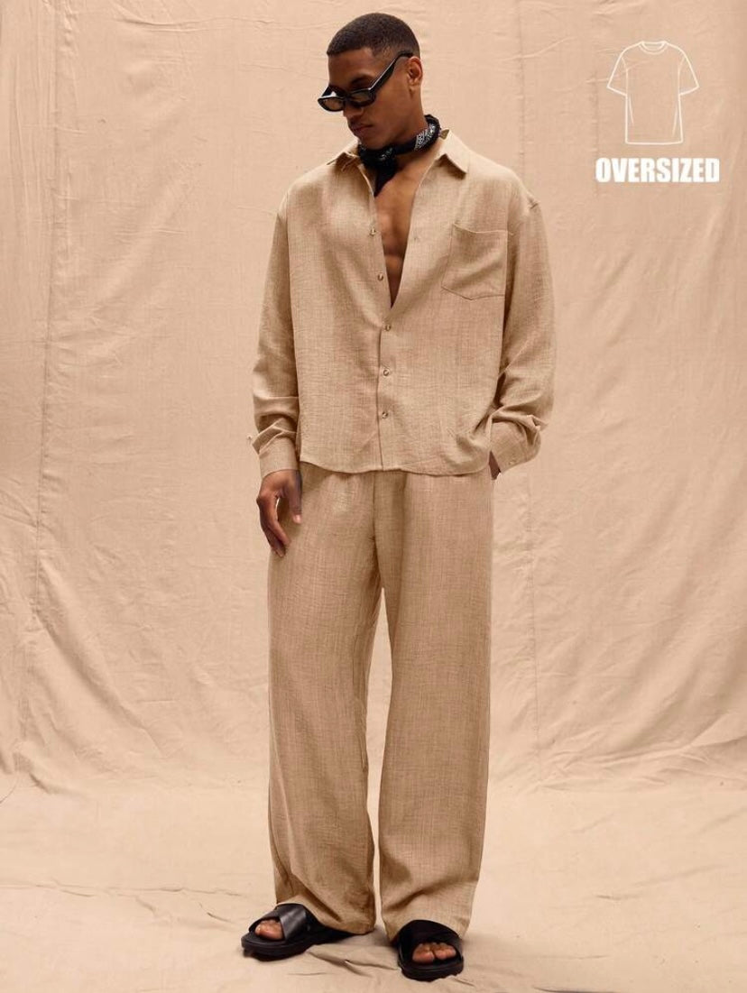 Pantalon ample pour homme en lin, style décontracté été et vacances, confortable et léger pour le printemps et l’été.