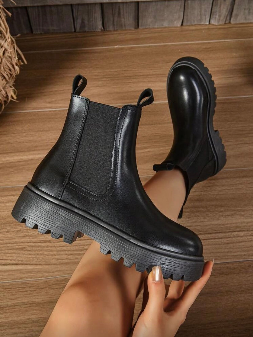 Bottines Femme à Semelle Épaisse – Doublure Thermique, Style Chelsea Polyvalent